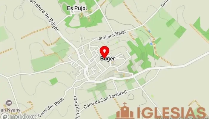 mapa de Sant Pere de Búger Iglesia en Búger