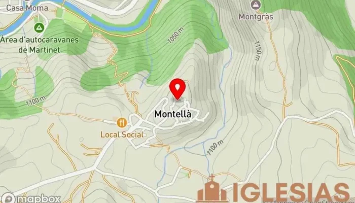 mapa de Sant Serni de Montellà Iglesia católica en Montellà