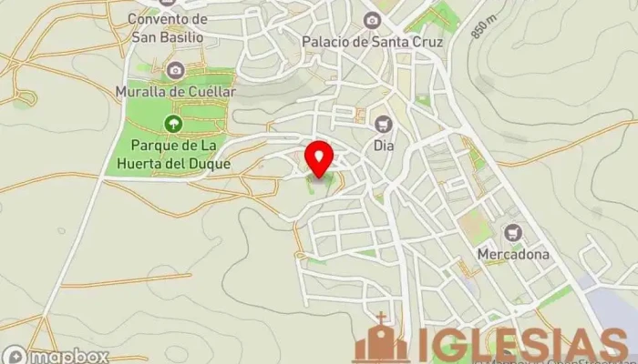 mapa de Santa María de la Cuesta Iglesia en Cuéllar