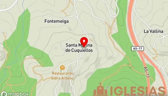 mapa de Santa Marina de Cuquiellos Iglesia católica en Asturias