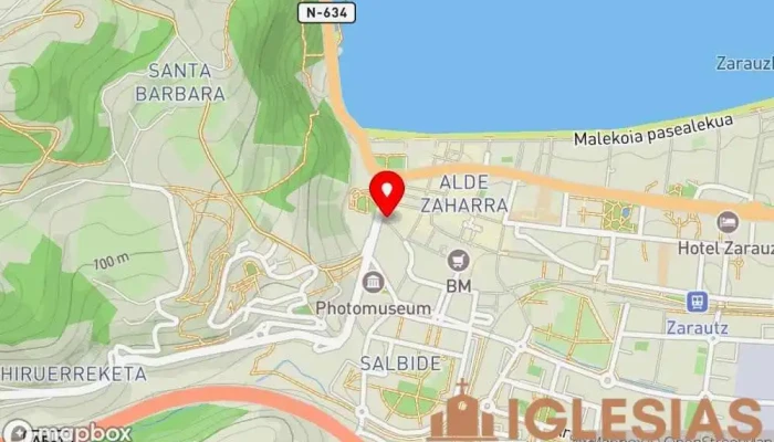 mapa de Santa Marina Ermita Iglesia en Zarautz