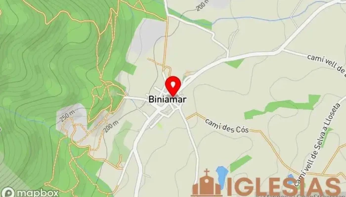 mapa de Santa Tecla de Biniamar Iglesia católica en Biniamar