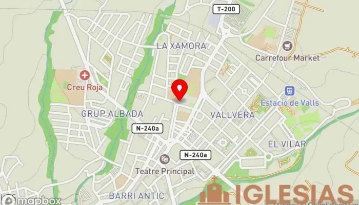 mapa de Virgen del Lledó de Valls Iglesia católica en Valls